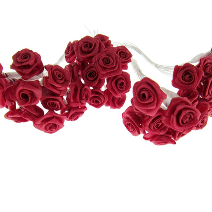 Red Ribbon Roses with Wire Stems - 144 Roses - 12 Bunches x 12 Roses 1.2cm Rose
