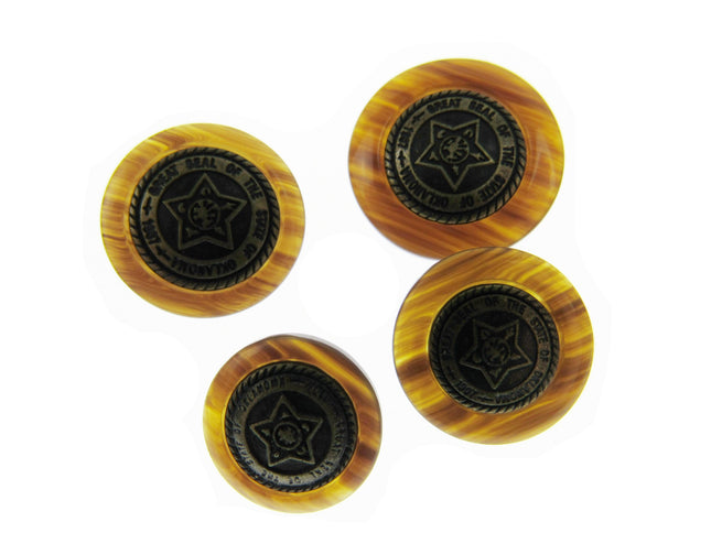 Round Brown Pentagon Star Buttons For Leather Jackets Coats with Wire Shank CP69 - ThreadandTrimmings