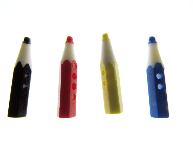 Crayon Pencil Buttons - Choose From 4 Colours - 25mm Long - ThreadandTrimmings