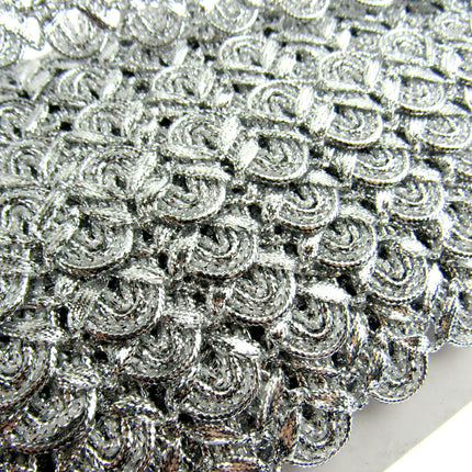 Lurex Braid With Scalloped Weave on Both Sides 25mm Wide In Gold or Silver - ThreadandTrimmings