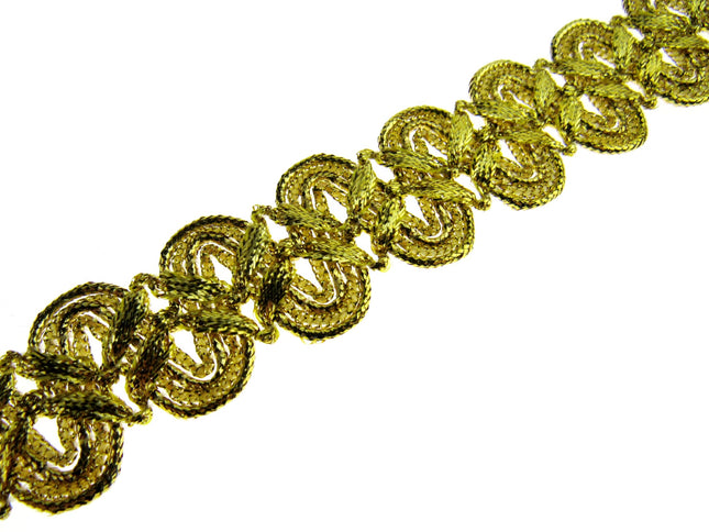 Lurex Braid With Scalloped Weave on Both Sides 25mm Wide In Gold or Silver - ThreadandTrimmings