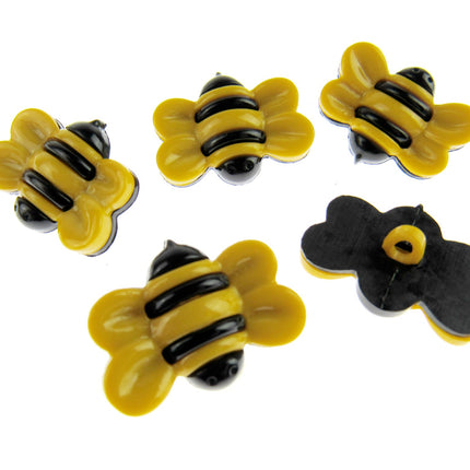 Bumble Bee Buttons Yellow Wing Bee Buttons 25mm Shank Buttons By Wonder Button - ThreadandTrimmings