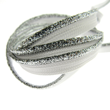 Flanged Piping Cord With Lurex Edge - 8mm - Choose Length & Colour Silver Gold