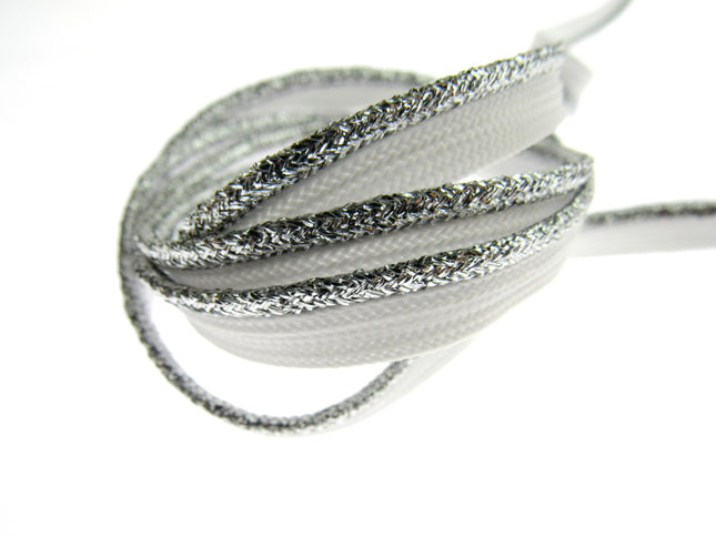 Flanged Piping Cord With Lurex Edge - 8mm - Choose Length & Colour Silver Gold