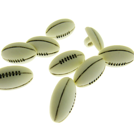 Rugby Ball Novelty Shank Buttons Rugger Sport Buttons 18mm Nylon Rugby Button - ThreadandTrimmings