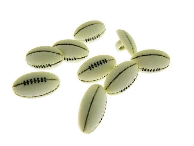 Rugby Ball Novelty Shank Buttons Rugger Sport Buttons 18mm Nylon Rugby Button - ThreadandTrimmings