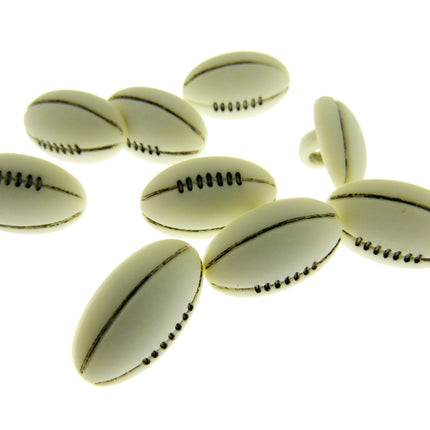 Rugby Ball Novelty Shank Buttons Rugger Sport Buttons 18mm Nylon Rugby Button - ThreadandTrimmings