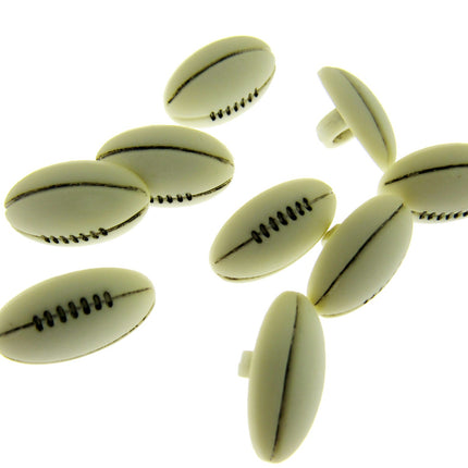 Rugby Ball Novelty Shank Buttons Rugger Sport Buttons 18mm Nylon Rugby Button - ThreadandTrimmings