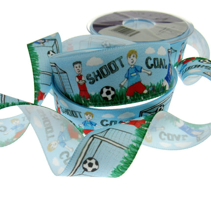 Football Fan Ribbon by Berisfords - 25mm Wide - 3 Meter Lengths - Shoot - Goal