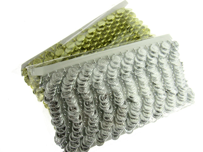 Belly Dance Coin Trimming - 15mm Wide - Stringed Coins - UTR15 (Largest) - ThreadandTrimmings