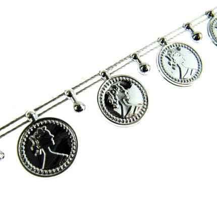 Belly Dance Coin Trimming - 15mm Wide - Stringed Coins - UTR15 (Largest) - ThreadandTrimmings