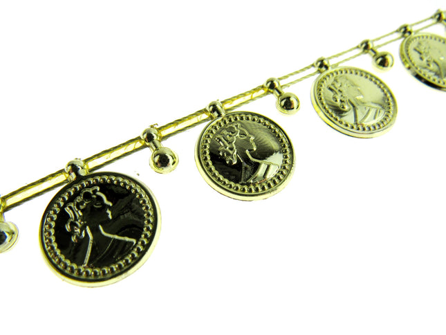 Belly Dance Coin Trimming - 15mm Wide - Stringed Coins - UTR15 (Largest) - ThreadandTrimmings