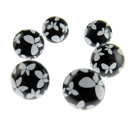 Round Black Shank Buttons with Butterfly Print - 15mm - WB364524