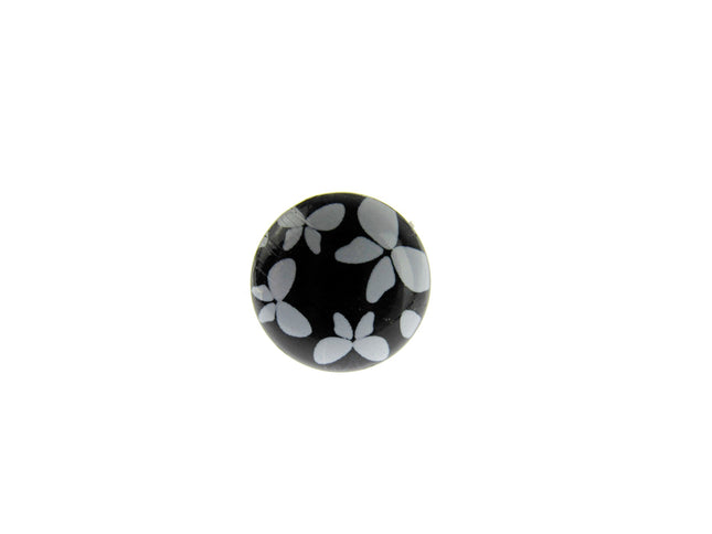 Round Black Shank Buttons with Butterfly Print - 15mm - WB364524