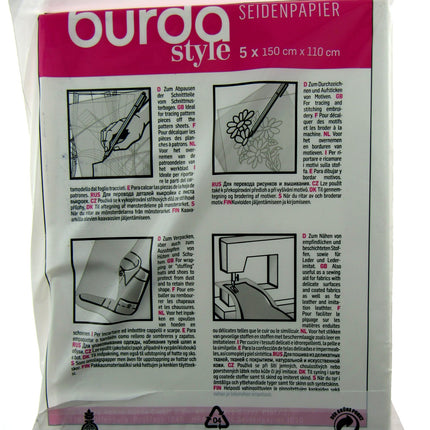 Tracing Paper For Pattern Making by Burda - 5 Sheet Pack - 150cm x 110cm BTPT - ThreadandTrimmings