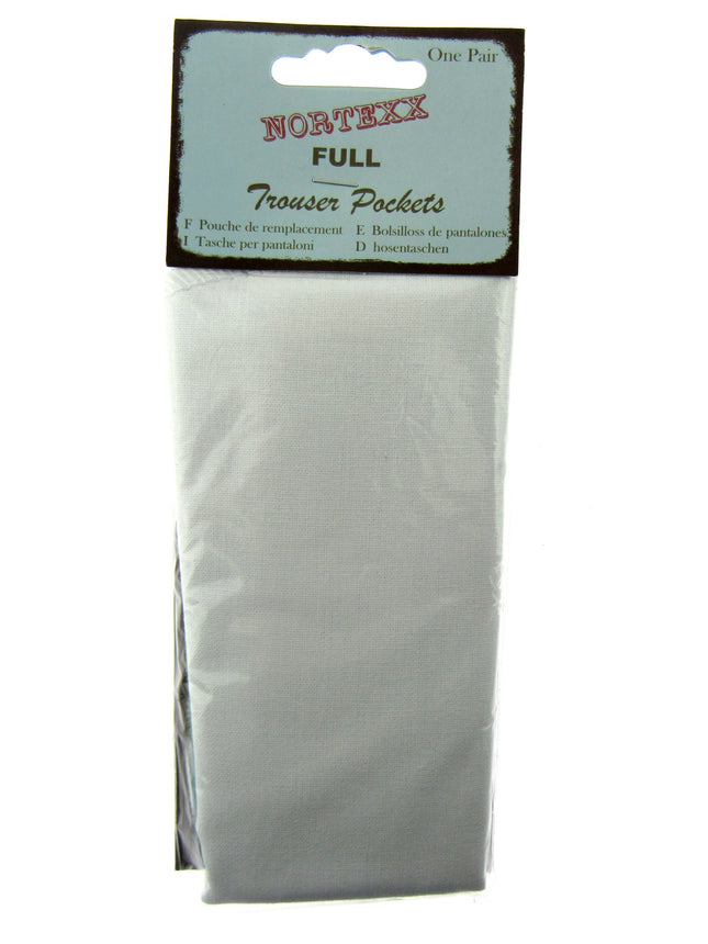 A packaged pair of white trouser pockets with the brand 'Nortexx' visible on the label.