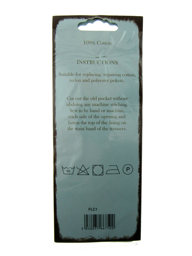 Full Trouser Pockets 1 x Pair (2 Pockets) Sew In Polycotton Dry Clean & Washable - ThreadandTrimmings