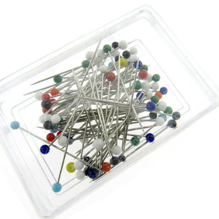 Glass Head Straight Sewing Pins - None Melt Pins - 32mm - 80 Pins Approx JTL057 - ThreadandTrimmings