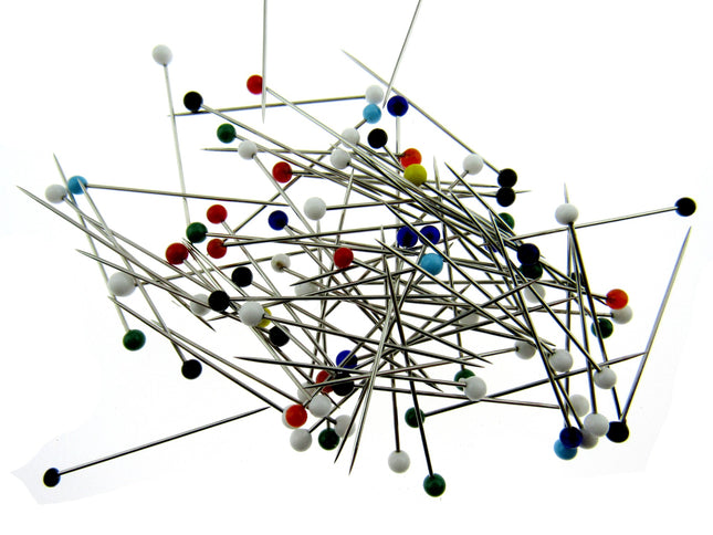 Glass Head Straight Sewing Pins - None Melt Pins - 32mm - 80 Pins Approx JTL057 - ThreadandTrimmings