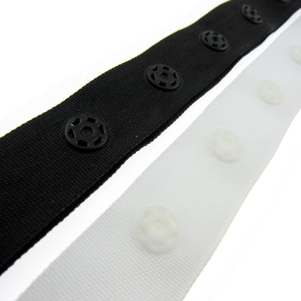 Duvet Cover Snap Fastener Popper Tape  by the Meter 18mm Wide  25mm Spacing - ThreadandTrimmings