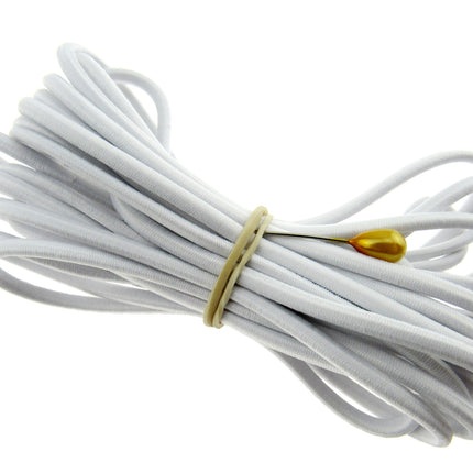 Thin Round Elastic in 5m Lengths Choice of Black or White 1mm / 2mm / 3mm Widths - ThreadandTrimmings