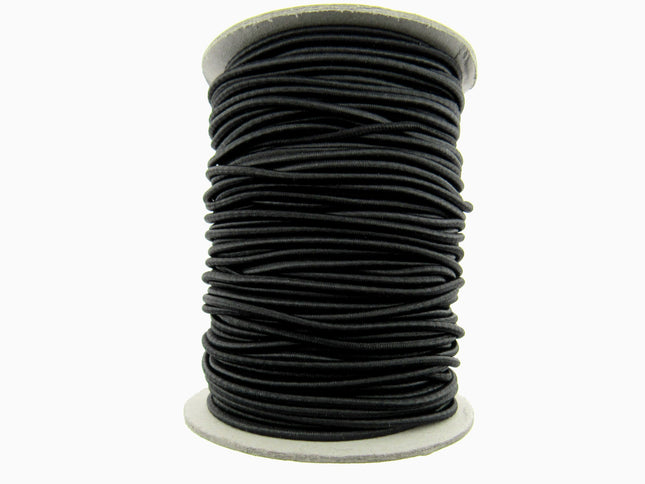 Round Thin Cord Elastic 2.5mm Wide Black or White Full Roll (50m) UK Made - ThreadandTrimmings