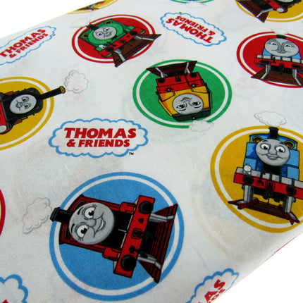 White Cotton Fabric with Colourful Classic Printed Thomas Train & Friends
