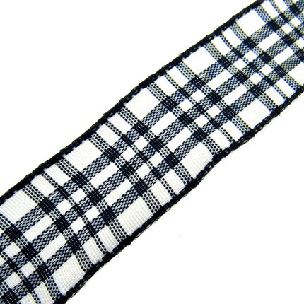 WIRED EDGE Plaid Tartan Ribbon - 5 Meters of 25mm Great for Floristry Bows - ThreadandTrimmings