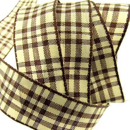 WIRED EDGE Plaid Tartan Ribbon - 5 Meters of 25mm Great for Floristry Bows - ThreadandTrimmings