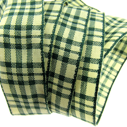 WIRED EDGE Plaid Tartan Ribbon - 5 Meters of 25mm Great for Floristry Bows - ThreadandTrimmings