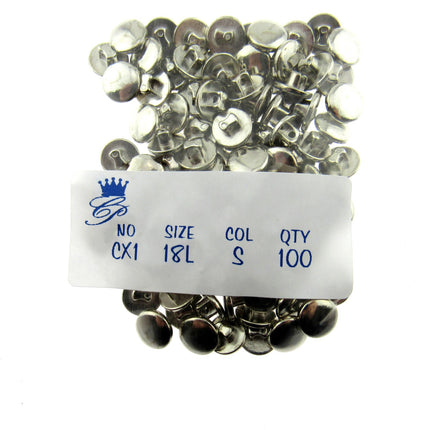 Silver Plastic Mini Buttons with Shank 100 Buttons 11.5mm CX1 CLEARANCE