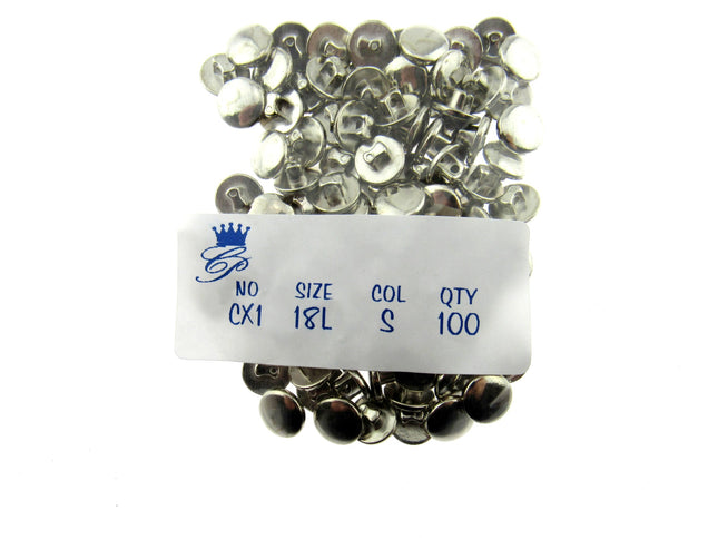 Silver Plastic Mini Buttons with Shank 100 Buttons 11.5mm CX1 CLEARANCE