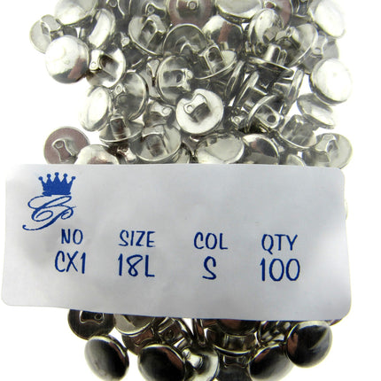 Silver Plastic Mini Buttons with Shank 100 Buttons 11.5mm CX1 CLEARANCE