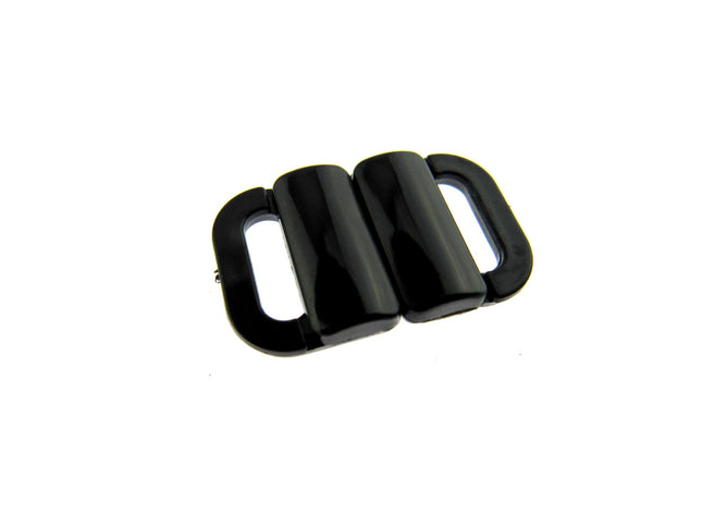 Black Bikini Clips Bra Fasteners 2 Bar 13mm 4 x Sets - ThreadandTrimmings