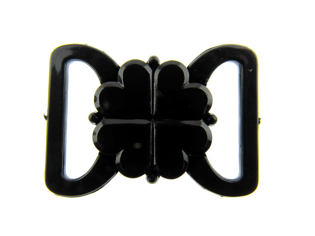 Black Bikini Clips Bra Fasteners - Black Clover Leaf Shape 8mm, 10mm, 13mm, 19mm - ThreadandTrimmings