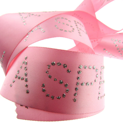 Pink Satin Ribbon with "Special Girl" Message in Daimante Print - 1m Length 40mm