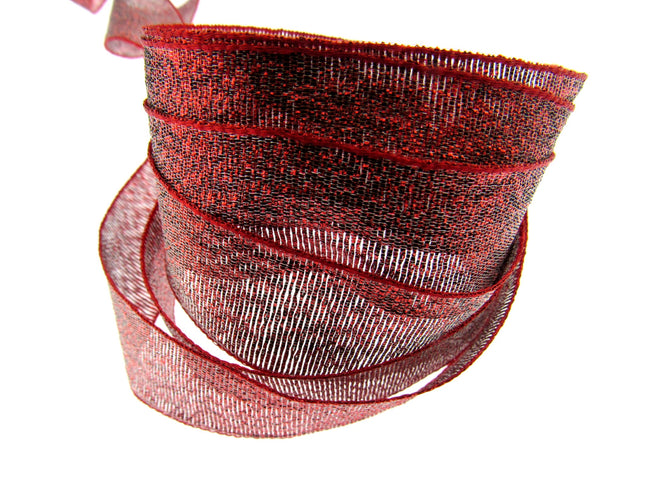 ** 3m x Red Lurex Ribbon - 25mm Wide