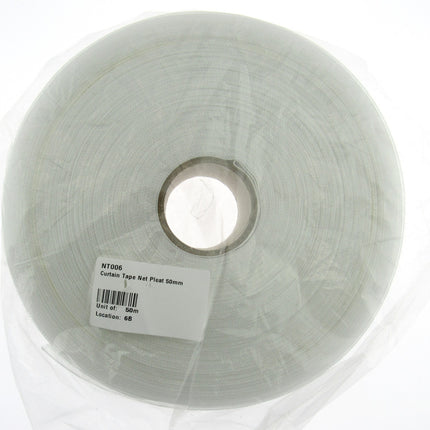 Net Curtain Pleat Tape Translucent Pencil Pleat 50mm 2 Inch Wide 50m Whole Roll - ThreadandTrimmings