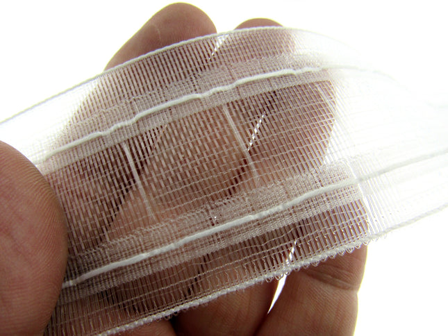 Net Curtain Pleat Tape Translucent Pencil Pleat 50mm 2 Inch Wide 50m Whole Roll - ThreadandTrimmings