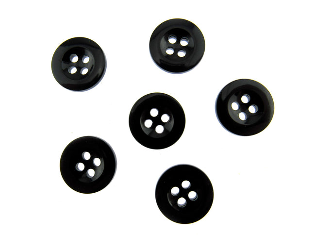 Trouser Buttons Round Black Four Hole Trouser Buttons 18mm (CM101) - ThreadandTrimmings