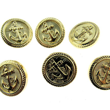 Round Anchor Buttons Flat Plastic Profile with Shank 3 Sizes Gold/Silver CX4 - ThreadandTrimmings