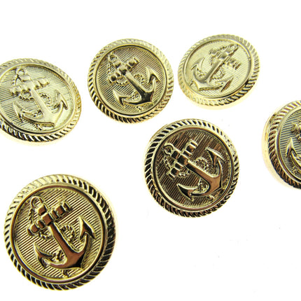 Round Anchor Buttons Flat Plastic Profile with Shank 3 Sizes Gold/Silver CX4 - ThreadandTrimmings
