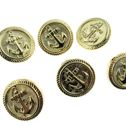 Round Anchor Buttons Flat Plastic Profile with Shank 3 Sizes Gold/Silver CX4 - ThreadandTrimmings