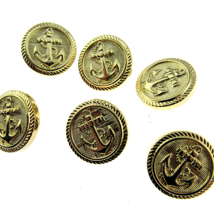 Round Anchor Buttons Flat Plastic Profile with Shank 3 Sizes Gold/Silver CX4 - ThreadandTrimmings