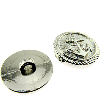 Round Anchor Buttons Flat Plastic Profile with Shank 3 Sizes Gold/Silver CX4 - ThreadandTrimmings