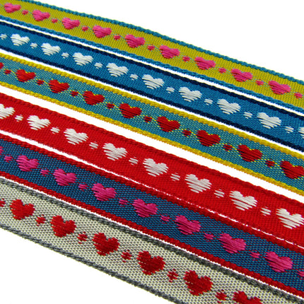 Heart Ribbon by Berisfords 10mm Wide Woven Braided Ribbon - 3 Meter Length - ThreadandTrimmings