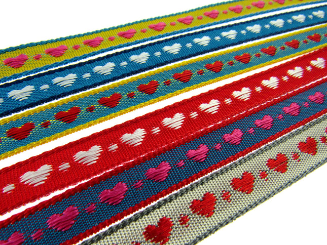 Heart Ribbon by Berisfords 10mm Wide Woven Braided Ribbon - 3 Meter Length - ThreadandTrimmings