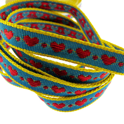 Heart Ribbon by Berisfords 10mm Wide Woven Braided Ribbon - 3 Meter Length - ThreadandTrimmings