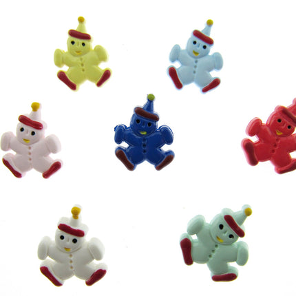 Clown Buttons Hand Painted Plastic Children's Shank Buttons Clothing 15mm CN8