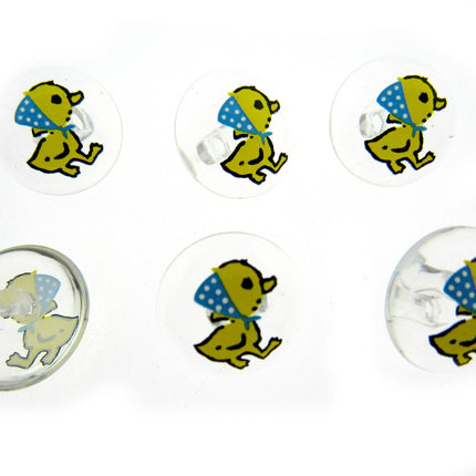 Children's Animal Buttons Round Kids Character Crystal Shank Buttons 15mm CG7 - ThreadandTrimmings